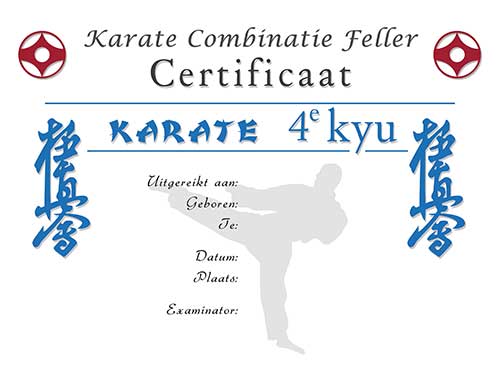 Design print opdracht Karate Certificaat