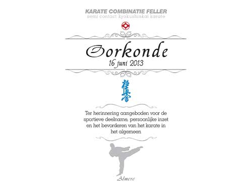 Design print opdracht Karate Oorkonde