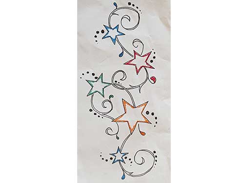 Sanna's eigen ontwerp eerste tattoo